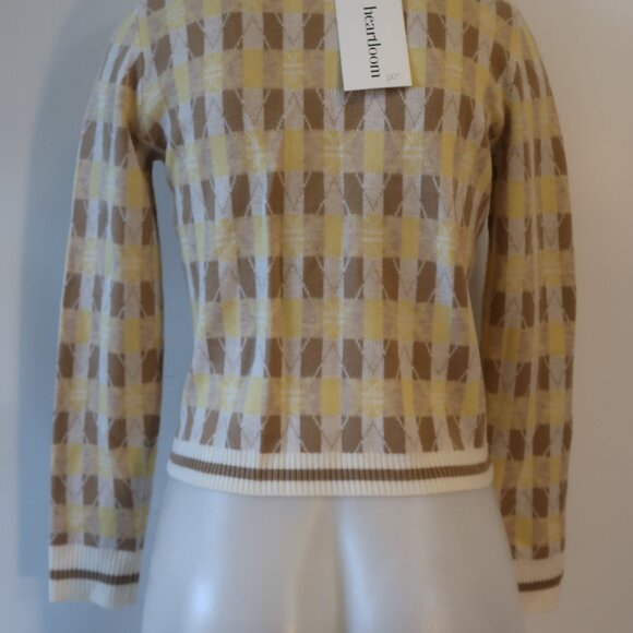 NWT Womens Heartloom Ivory Yellow Light Brown V-Neck Lilah Cardigan Sweater XS - Picture 9 of 10